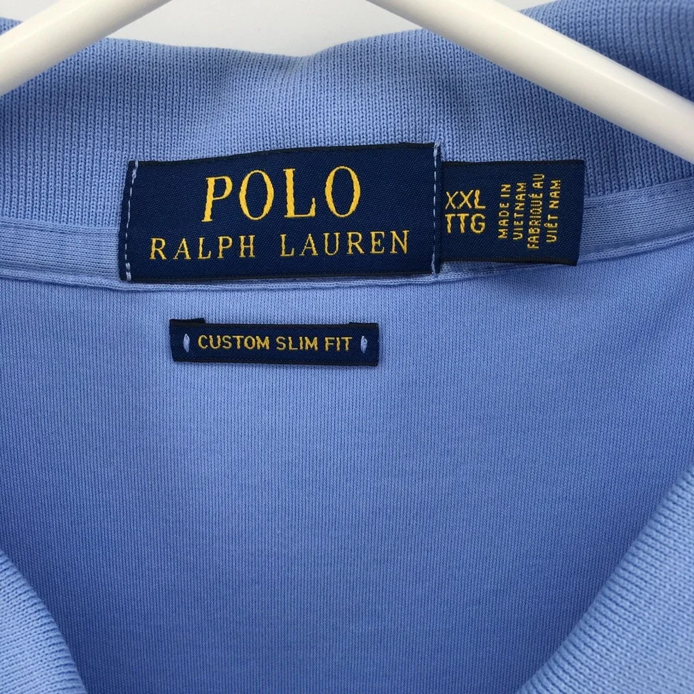 Polo Ralph Lauren Polo Shirt Men XXL Blue Custom Slim Fit Short Sleeve Cotton